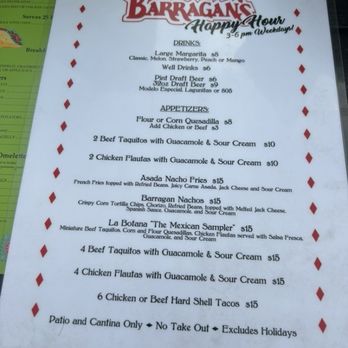 Barragan's - Happy hour menu - Mexican Near Me - Burbank, California