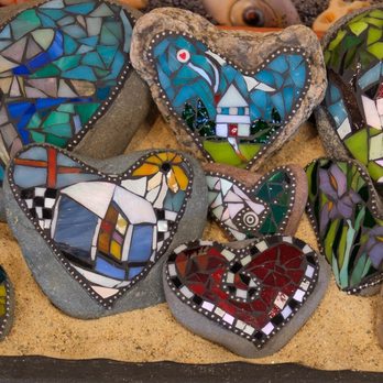 Gallery Nantasket - These mosaic heartrocks are popular items. - Art Galleries Near Me - Hull, Massachusetts