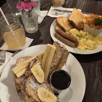 Flamingobaby Kitchen - Banana Baby Stuffed French Toast (bottom), 3 Eggs Your Way (top right), Strawberry Passion Fruit Lemonade (top left) - Caribbean Near Me - Brooklyn, New York Flamingobaby Kitchen - Banana Baby Stuffed French Toast (bottom), 3 Eggs Your Way (top right), Strawberry Passion Fruit Lemonade (top left) - Caribbean Near Me - Brooklyn, New York