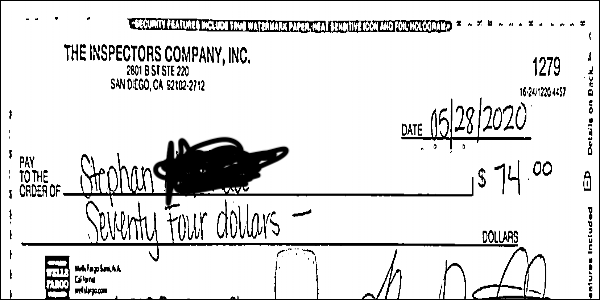 Photo of The Inspectors Company - San Diego, CA, US. $74.00 rebate where it should have been $150-$200(Anywhere in that range would've been fair, $74.00 is not).