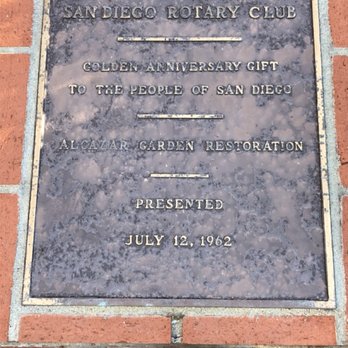 Alcazar Garden - Restoration plaque - Parks Near Me - San Diego, California Alcazar Garden - Restoration plaque - Parks Near Me - San Diego, California