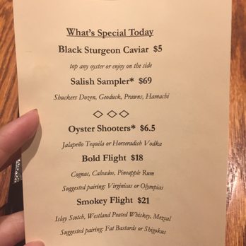 Taylor Shellfish Farms - Special menu Jan 2018 - Seafood Near Me - Seattle, Washington