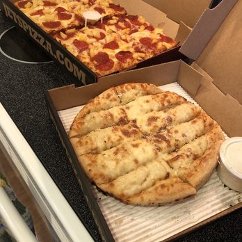 Jet's Pizza - Detroit style 8 corner 2 topping pizza (pineapple and pepperoni) and jets bread - so good! - Pizza Near Me - Jacksonville, Florida Jet's Pizza - Detroit style 8 corner 2 topping pizza (pineapple and pepperoni) and jets bread - so good! - Pizza Near Me - Jacksonville, Florida