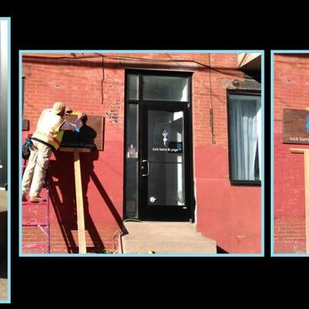 Flat Rate Labor - Hanging up Yoga Studio sign - Landscaping Near Me - Philadelphia, Pennsylvania Flat Rate Labor - Hanging up Yoga Studio sign - Landscaping Near Me - Philadelphia, Pennsylvania