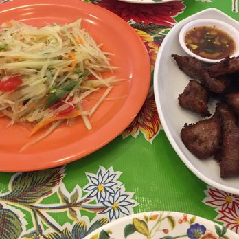 So Thai - The papaya salad (very spicy) and the fried pork jerky. - Thai Near Me - Anchorage, Alaska So Thai - The papaya salad (very spicy) and the fried pork jerky. - Thai Near Me - Anchorage, Alaska