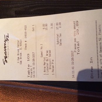Seasons 52 - A little pricey for what I got. - New American Near Me - Oak Brook, Illinois Seasons 52 - A little pricey for what I got. - New American Near Me - Oak Brook, Illinois
