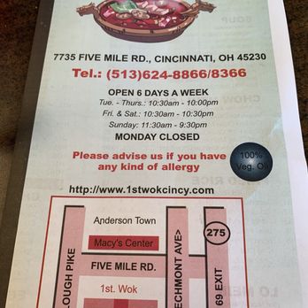 First Wok - Name and address of 1st Wok - Chinese Near Me - Cincinnati, Ohio