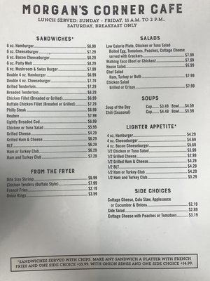Menu photo 8 Morgan's Corner Cafe Mooresville, IN