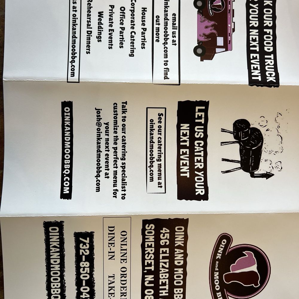Oink and Moo BBQ - Tri Fold Menu - Barbeque Near Me - Franklin Township, New Jersey Oink and Moo BBQ - Tri Fold Menu - Barbeque Near Me - Franklin Township, New Jersey