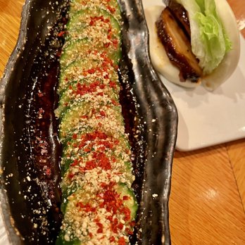 IPPUDO Westside - Complex cucumber salad paired and a totally tragic pork steak bun. Skip the buns, hun!!!!!! - Ramen Near Me - New York, New York IPPUDO Westside - Complex cucumber salad paired and a totally tragic pork steak bun. Skip the buns, hun!!!!!! - Ramen Near Me - New York, New York