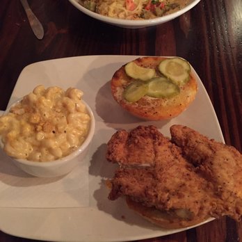 Roux On Canton - Big chicken sandwich with Mac n cheese. The Mac n cheese is good, but with this I'd get fries next time. Great seasoning on the chicken - Southern Near Me - Roswell, Georgia