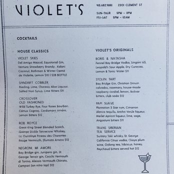 Violet's - Cocktail Bars Near Me - San Francisco, California Violet's - Cocktail Bars Near Me - San Francisco, California