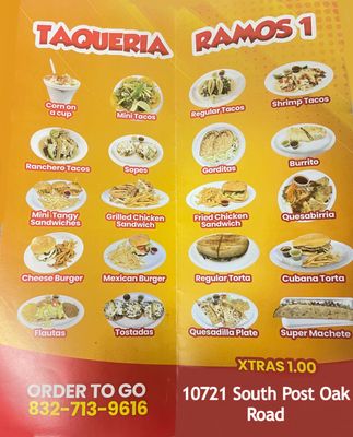 Menu photo 2 Taqueria Ramos #1 Houston, TX