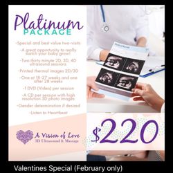 A Vision of Love 3D Ultrasound - Our number one seller and most popular package Get two 30 minute scan twice during your pregnancy