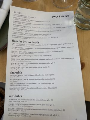 Menu photo 1 Two Twelve Crested Butte, CO Menu photo 1 Two Twelve Crested Butte, CO