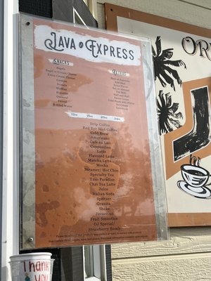 Menu photo 2 Java Express Hollister, CA