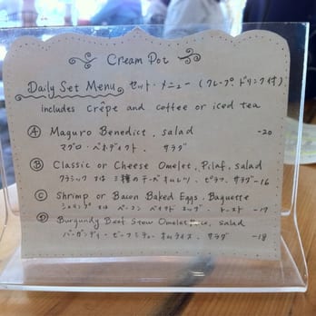 Cream Pot - One of three menus at your table - Breakfast & Brunch Near Me - Honolulu, Hawaii Cream Pot - One of three menus at your table - Breakfast & Brunch Near Me - Honolulu, Hawaii