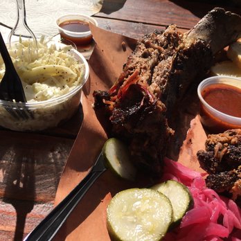 Matt's BBQ - Coleslaw,bbq sauce, beef rib,pickles and onions pickled too, pulled pork. - Food Trucks Near Me - Portland, Oregon