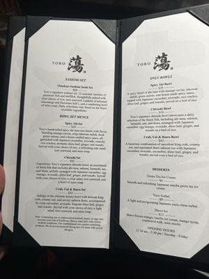 Menu photo 1 TORO Honolulu, HI