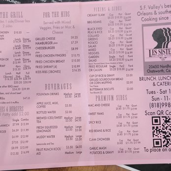 Les Sisters' Southern Kitchen - Menu - Cajun/Creole Near Me - Winnetka, California