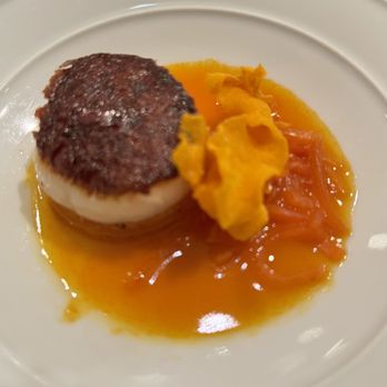 The Kitchen Restaurant - The Dayboat Sea Scallops on a glazed bed of Fuyu persimmon, bathed in butternut squash and drizzled with Schezwan peppercorn seasoning - New American Near Me - Sacramento, California The Kitchen Restaurant - The Dayboat Sea Scallops on a glazed bed of Fuyu persimmon, bathed in butternut squash and drizzled with Schezwan peppercorn seasoning - New American Near Me - Sacramento, California
