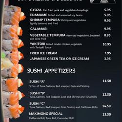 Shogun Japanese Steak House & Sushi Bar - Appetizer & Dessert menu