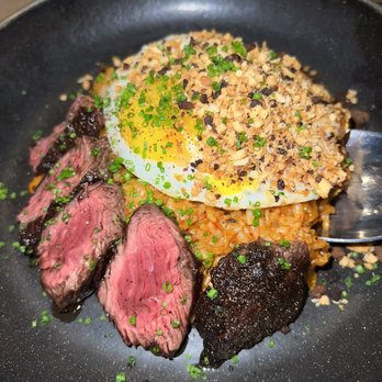 Osamil - Kimchi Fried Rice with hanger steak - Korean Near Me - New York, New York Osamil - Kimchi Fried Rice with hanger steak - Korean Near Me - New York, New York