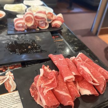 Buga Korean BBQ - Beef and pork brisket I believe? I wish we could have ordered more. - Barbeque Near Me - San Diego, California