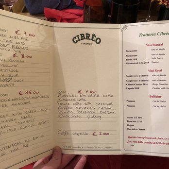 Trattoria Cibrèo - Cibrèino - Menu May 2019 - Trattorie Near Me - Florence, FI