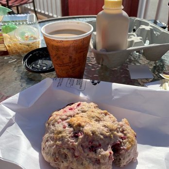 Phantom Farms - Triple berry scone local coffee milk and a coffee - Bakeries Near Me - Cumberland, Rhode Island