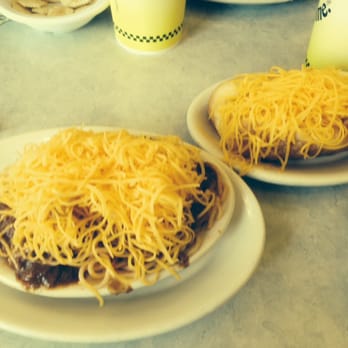 Skyline Chili - I had my first three-way at Skyline Chili. Mine included a plate of spaghetti and a coney-style dog. #chili - Hot Dogs Near Me - Cincinnati, Ohio