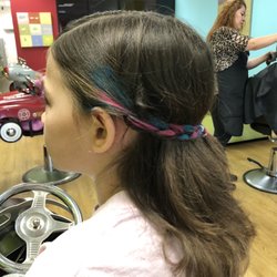 Pigtails & Crewcuts - Our daughter got a cut and they braided and colored her hair.