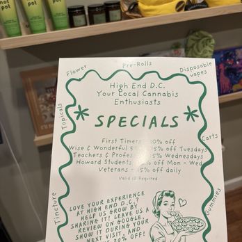 High End - Daily specials - Cannabis Clinics Near Me - Washington, DC, District of Columbia High End - Daily specials - Cannabis Clinics Near Me - Washington, DC, District of Columbia
