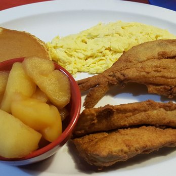 City Diner - Pan Fried Salted Herrings with scrambled eggs, short stack of pancakes and fried apples. - Breakfast & Brunch Near Me - Richmond, Virginia City Diner - Pan Fried Salted Herrings with scrambled eggs, short stack of pancakes and fried apples. - Breakfast & Brunch Near Me - Richmond, Virginia