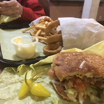 George's Hamburgers - Single with fries and onion rings - Burgers Near Me - Fullerton, California George's Hamburgers - Single with fries and onion rings - Burgers Near Me - Fullerton, California