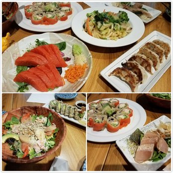 Shizen Ya - Sakura blossom roll, yakiudon, salmon sashimi, chicken gyoza, ocean salad, dynamite roll, and tuna tataki. - Japanese Near Me - Vancouver, British Columbia Shizen Ya - Sakura blossom roll, yakiudon, salmon sashimi, chicken gyoza, ocean salad, dynamite roll, and tuna tataki. - Japanese Near Me - Vancouver, British Columbia