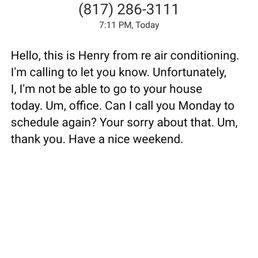 Voicemail from Technician on 9/22 Voicemail from Technician on 9/22