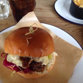 The New Club - Dirty burger, with a mini mac and cheese photo bombing. - Cocktail Bars Near Me - Brighton, BNH The New Club - Dirty burger, with a mini mac and cheese photo bombing. - Cocktail Bars Near Me - Brighton, BNH