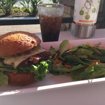 Burger Lounge - Gluten Free Burger with a salad. Yummy - Burgers Near Me - Del Mar, California