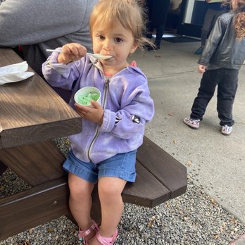 Lucy's on Lighthouse - My daughter enjoying mariannes mint chocolate chip ice cream - Hot Dogs Near Me - Pacific Grove, California Lucy's on Lighthouse - My daughter enjoying mariannes mint chocolate chip ice cream - Hot Dogs Near Me - Pacific Grove, California