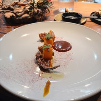 Surrell - Tempura fried bay leaf braised octopus with fall squad at Surrell in Madison Valley. - Caterers Near Me - Seattle, Washington