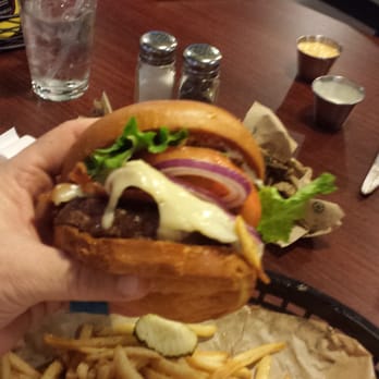SuperPlay - And here is the build your own burger i had swiss, bacon, and saute muahrooms big burger and good a bit spendy but good!! - Laser Tag Near Me - Beaverton, Oregon
