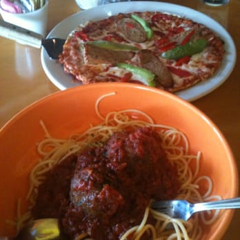 Bella Monica - Spaghetti and meatballs plus a franco pizza. - Italian Near Me - Raleigh, North Carolina