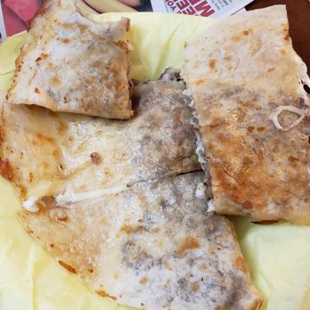 Tacos El Compa - Carne asada quesadilla (don't mind the bite taken out of it) ;-) - Food Trucks Near Me - Buena Park, California