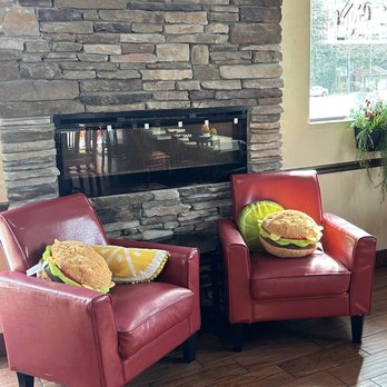 Sonic Drive-In - Fireplace and hamburger pillows! - Fast Food Near Me - Chesapeake, Virginia