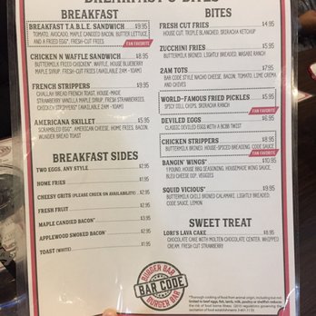 Bar Code Burgers - Menu Nov 2017 - Burgers Near Me - Las Vegas, Nevada