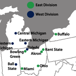 Mid-American Conference - Map of the MAC.