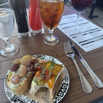 The Sicilian Butcher - Bruschetta: Prosecco grapes/ blue cheese and whipped ricotta/ peppers - Salad Near Me - Nashville, Tennessee The Sicilian Butcher - Bruschetta: Prosecco grapes/ blue cheese and whipped ricotta/ peppers - Salad Near Me - Nashville, Tennessee