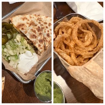 Pete's - + Side Onion Rings Chicken Quesadilla - Sports Bars Near Me - Lafayette, Louisiana