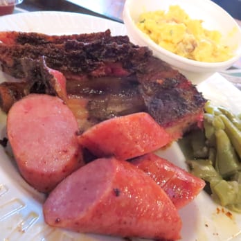 Jack's Bar-B-Que - Brisket, Smoked Sausage, St. Louis-style Ribs (with potato salad, green beans) - Barbeque Near Me - Nashville, Tennessee